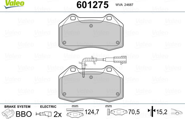 Valeo 601275 - Kit pastiglie freno, Freno a disco autozon.pro