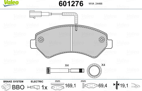 Valeo 601276 - Kit pastiglie freno, Freno a disco autozon.pro