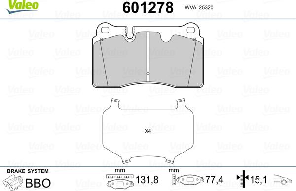 Valeo 601278 - Kit pastiglie freno, Freno a disco autozon.pro