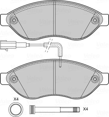 Valeo 601708 - Kit pastiglie freno, Freno a disco autozon.pro