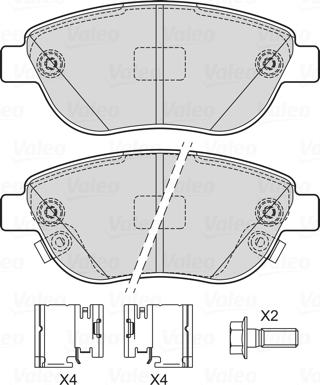 Valeo 601727 - Kit pastiglie freno, Freno a disco autozon.pro