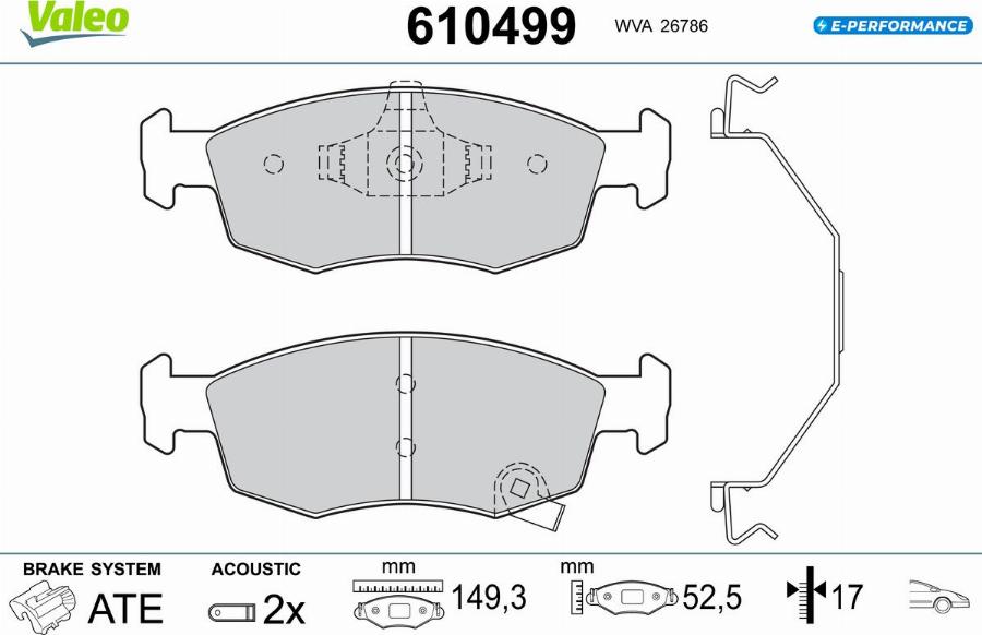 Valeo 610499 - Kit pastiglie freno, Freno a disco autozon.pro