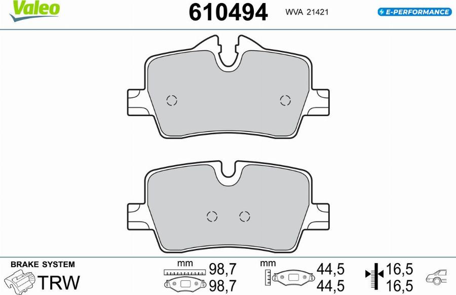 Valeo 610494 - Kit pastiglie freno, Freno a disco autozon.pro