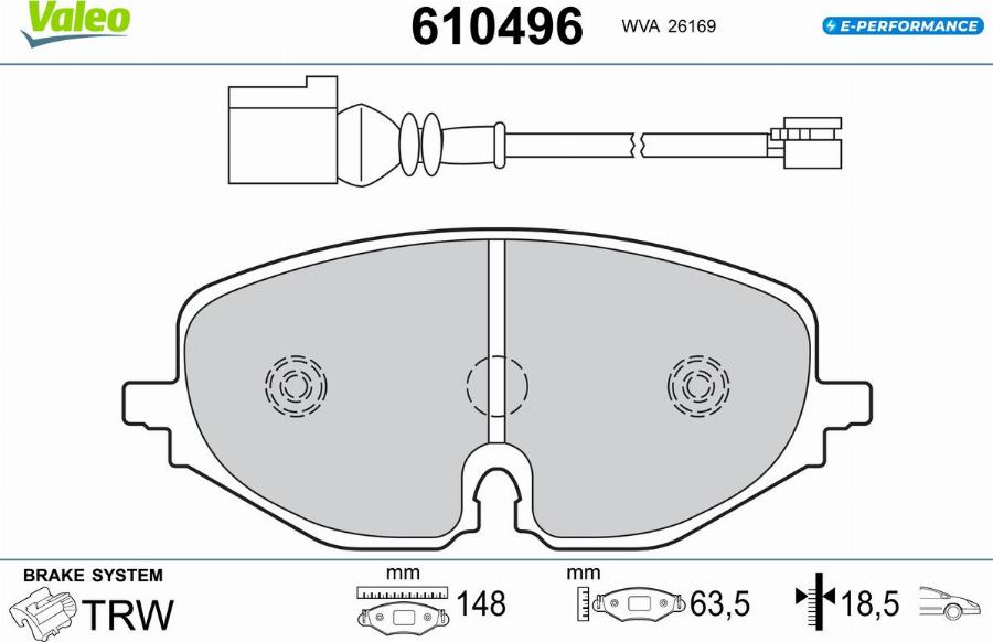 Valeo 610496 - Kit pastiglie freno, Freno a disco autozon.pro