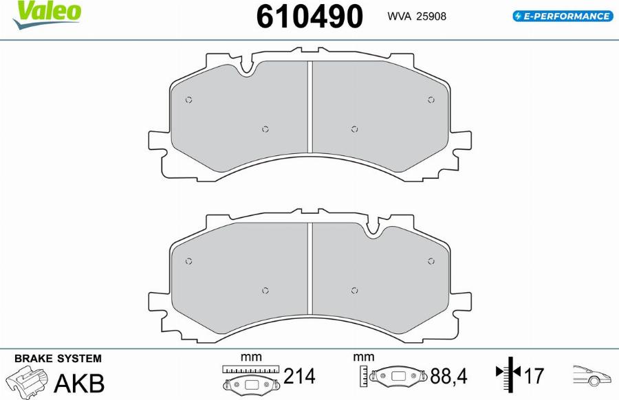 Valeo 610490 - Kit pastiglie freno, Freno a disco autozon.pro