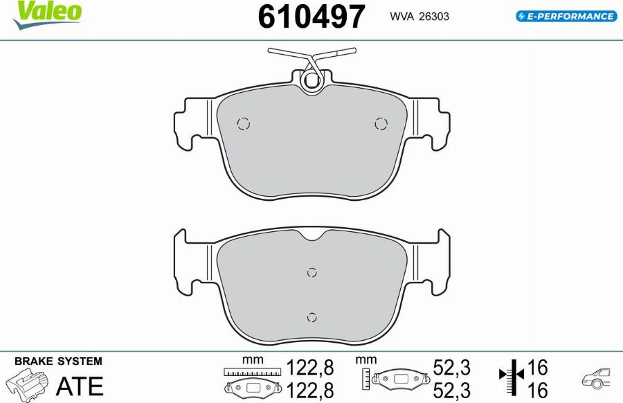 Valeo 610497 - Kit pastiglie freno, Freno a disco autozon.pro