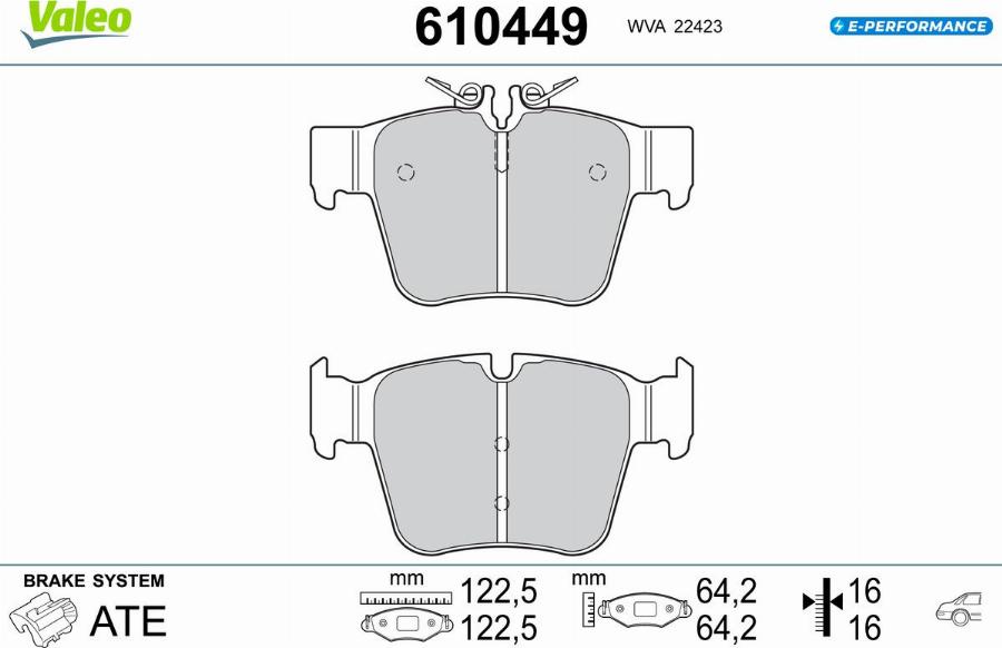 Valeo 610449 - Kit pastiglie freno, Freno a disco autozon.pro