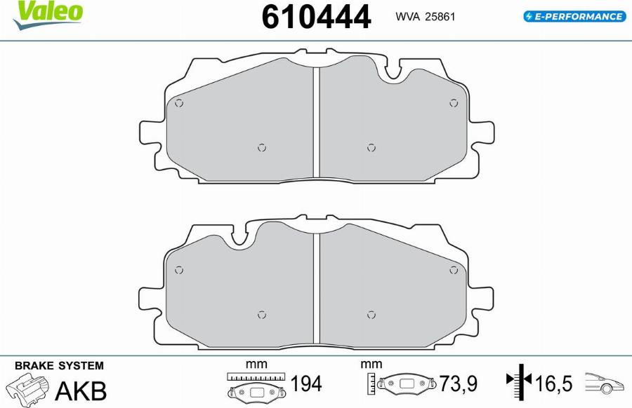 Valeo 610444 - Kit pastiglie freno, Freno a disco autozon.pro