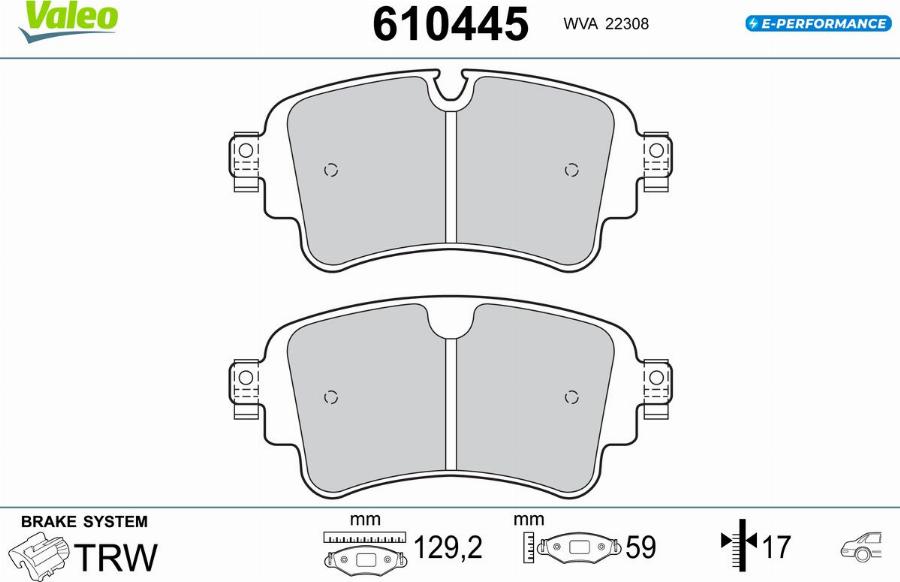 Valeo 610445 - Kit pastiglie freno, Freno a disco autozon.pro