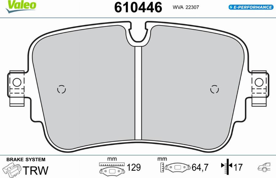 Valeo 610446 - Kit pastiglie freno, Freno a disco autozon.pro