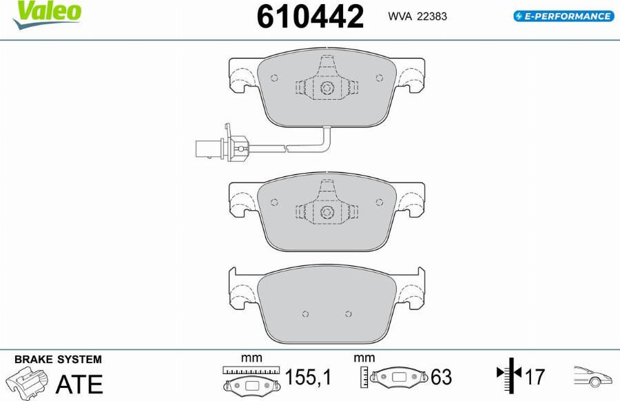 Valeo 610442 - Kit pastiglie freno, Freno a disco autozon.pro