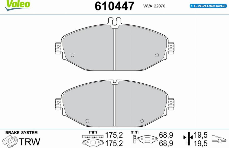 Valeo 610447 - Kit pastiglie freno, Freno a disco autozon.pro