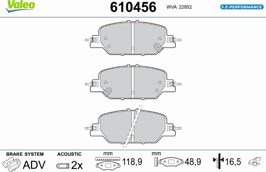 Valeo 610456 - Kit pastiglie freno, Freno a disco autozon.pro