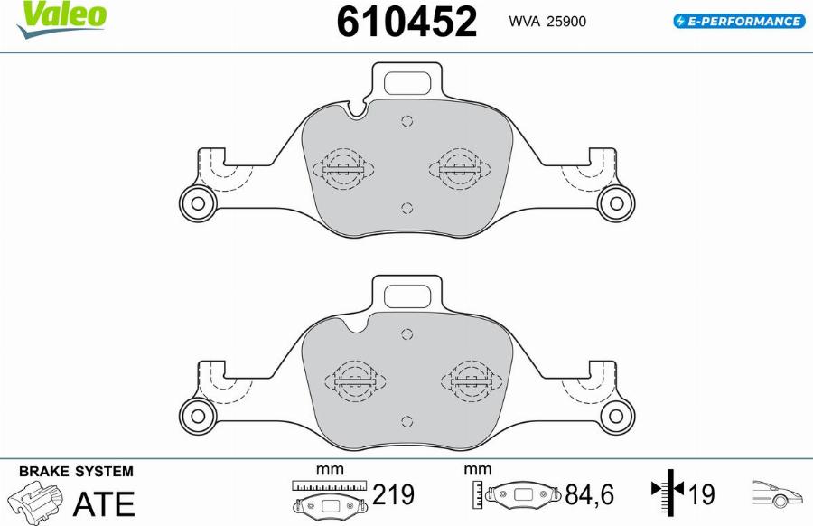 Valeo 610452 - Kit pastiglie freno, Freno a disco autozon.pro