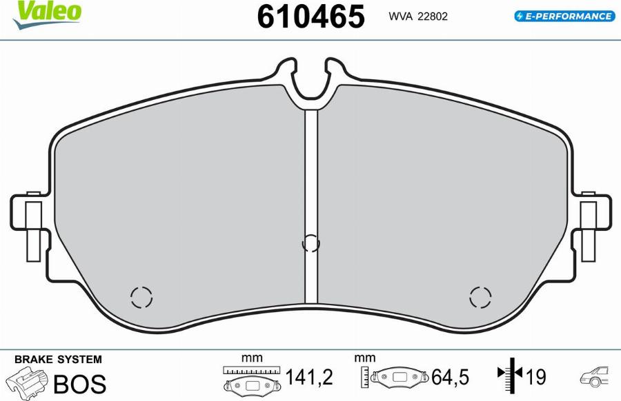 Valeo 610465 - Kit pastiglie freno, Freno a disco autozon.pro