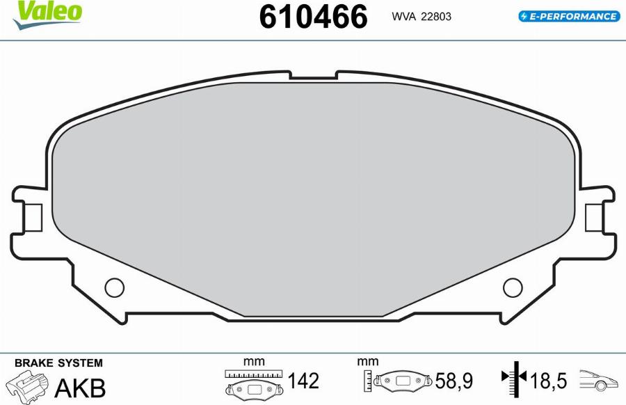 Valeo 610466 - Kit pastiglie freno, Freno a disco autozon.pro