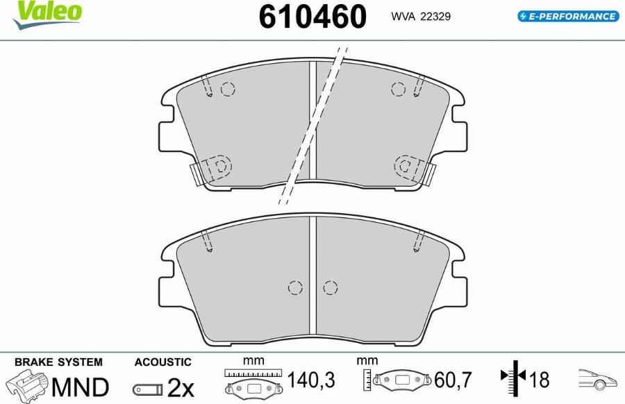 Valeo 610460 - Kit pastiglie freno, Freno a disco autozon.pro