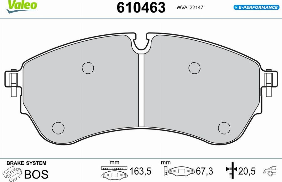 Valeo 610463 - Kit pastiglie freno, Freno a disco autozon.pro