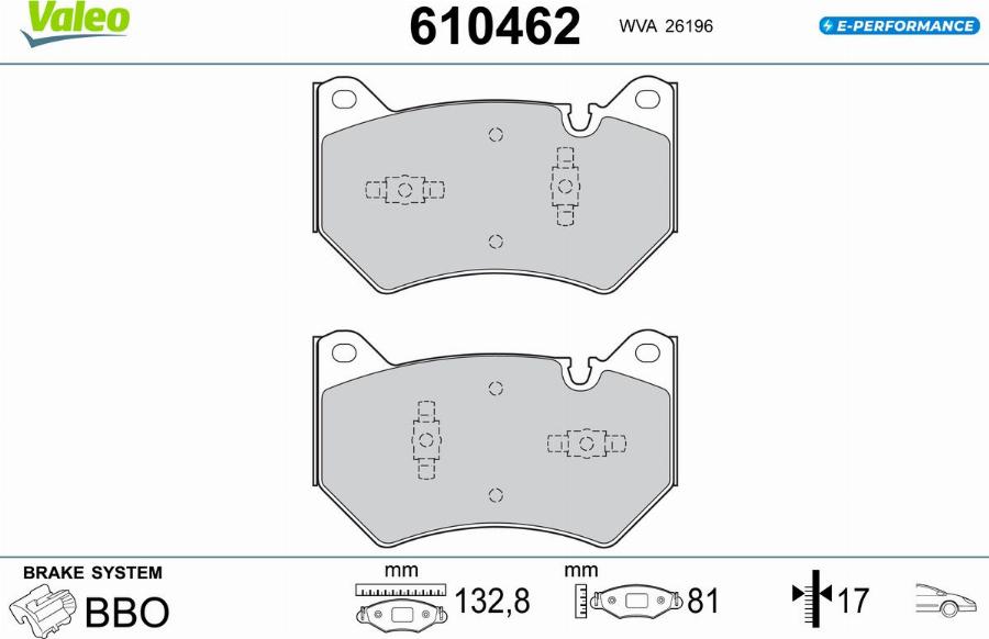 Valeo 610462 - Kit pastiglie freno, Freno a disco autozon.pro