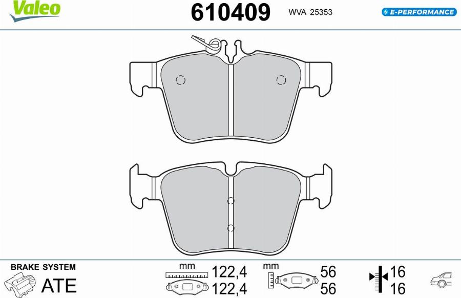 Valeo 610409 - Kit pastiglie freno, Freno a disco autozon.pro