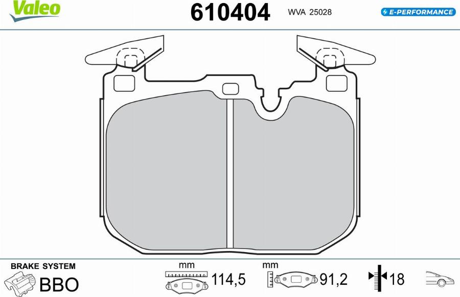 Valeo 610404 - Kit pastiglie freno, Freno a disco autozon.pro