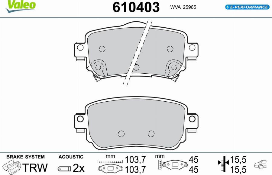 Valeo 610403 - Kit pastiglie freno, Freno a disco autozon.pro