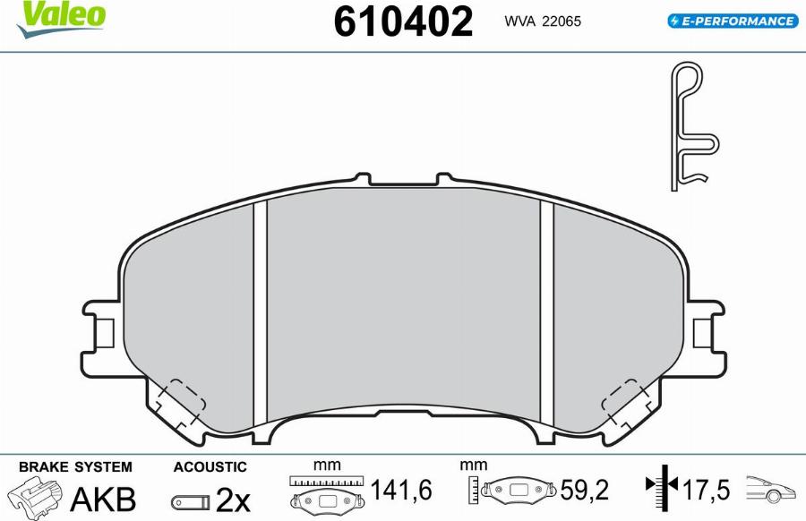 Valeo 610402 - Kit pastiglie freno, Freno a disco autozon.pro