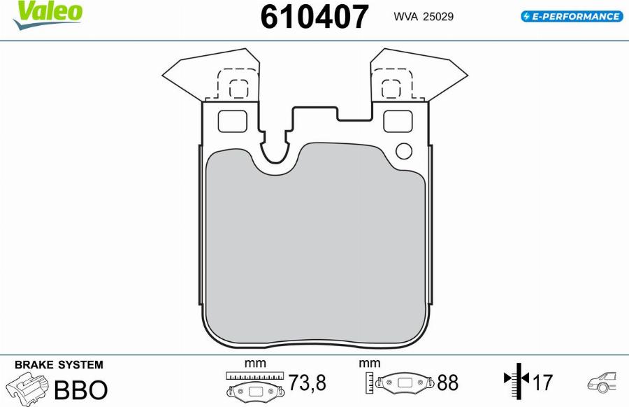 Valeo 610407 - Kit pastiglie freno, Freno a disco autozon.pro