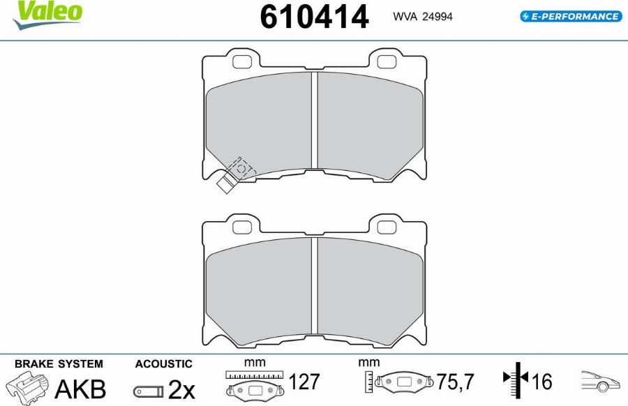 Valeo 610414 - Kit pastiglie freno, Freno a disco autozon.pro