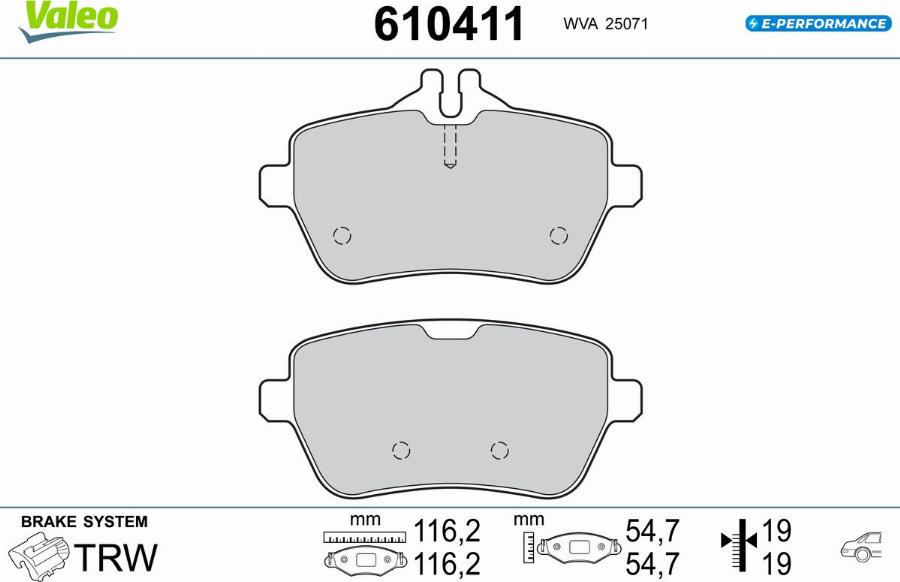 Valeo 610411 - Kit pastiglie freno, Freno a disco autozon.pro