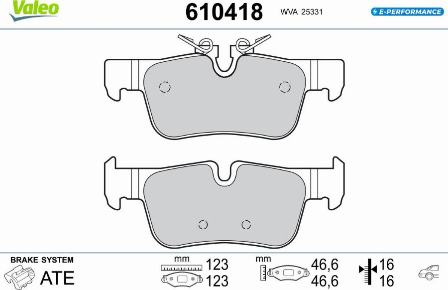 Valeo 610418 - Kit pastiglie freno, Freno a disco autozon.pro