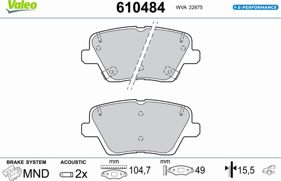 Valeo 610484 - Kit pastiglie freno, Freno a disco autozon.pro