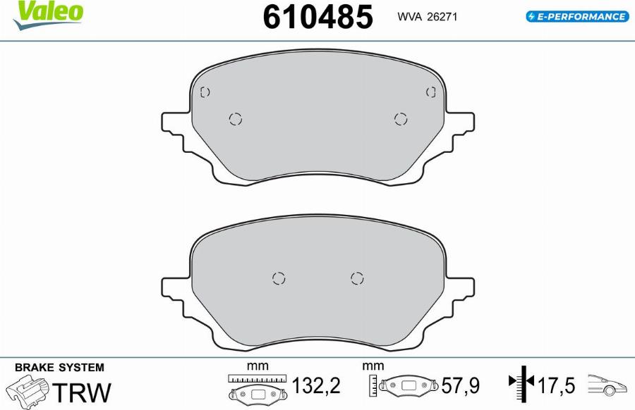 Valeo 610485 - Kit pastiglie freno, Freno a disco autozon.pro