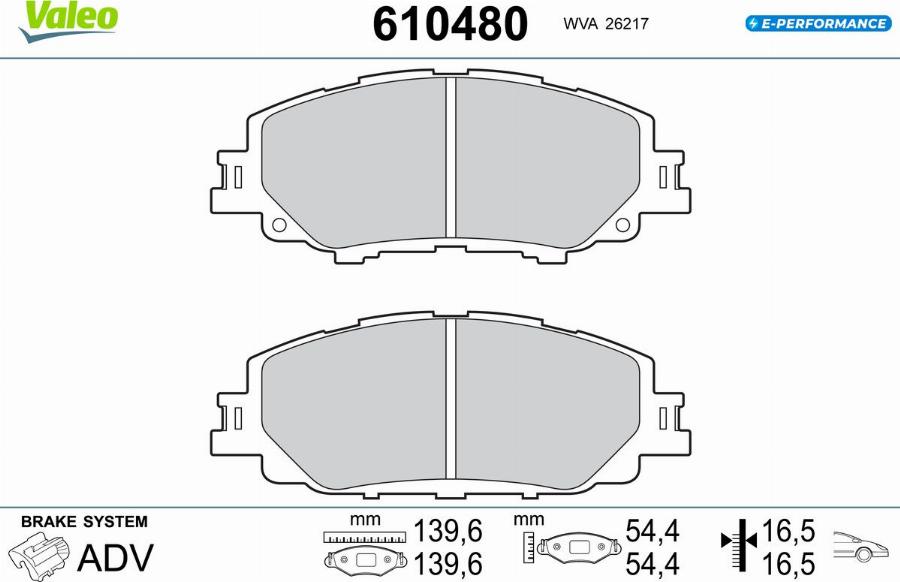 Valeo 610480 - Kit pastiglie freno, Freno a disco autozon.pro