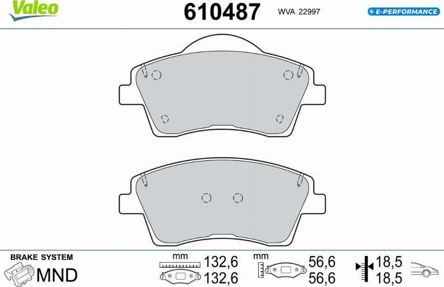 Valeo 610487 - Kit pastiglie freno, Freno a disco autozon.pro