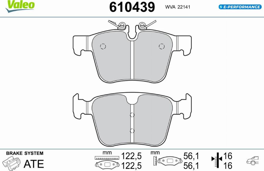 Valeo 610439 - Kit pastiglie freno, Freno a disco autozon.pro