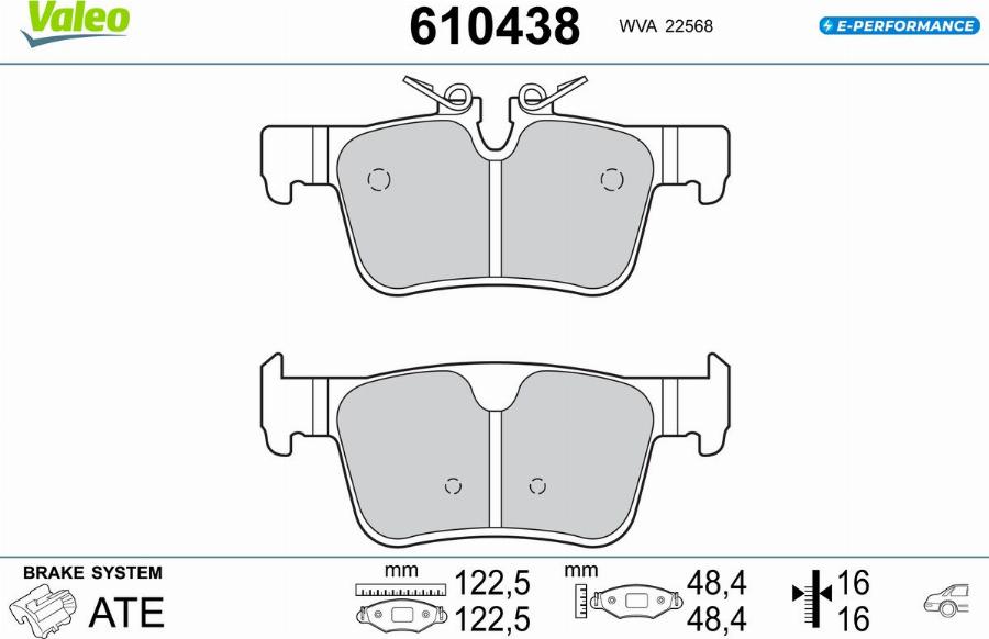 Valeo 610438 - Kit pastiglie freno, Freno a disco autozon.pro