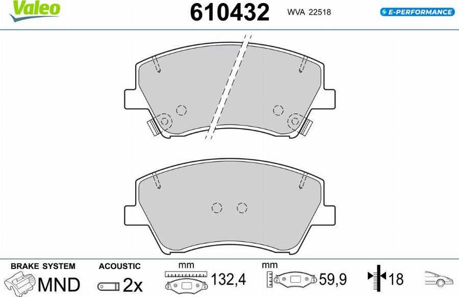 Valeo 610432 - Kit pastiglie freno, Freno a disco autozon.pro