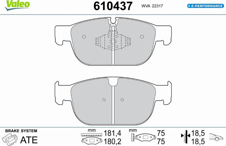 Valeo 610437 - Kit pastiglie freno, Freno a disco autozon.pro