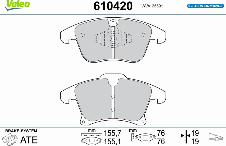 Valeo 610420 - Kit pastiglie freno, Freno a disco autozon.pro