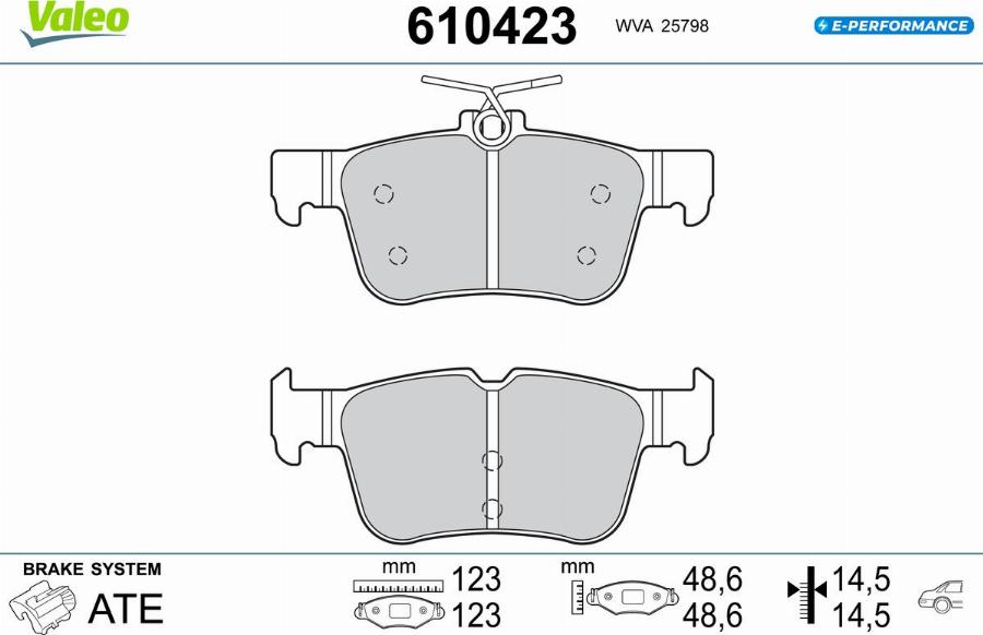 Valeo 610423 - Kit pastiglie freno, Freno a disco autozon.pro