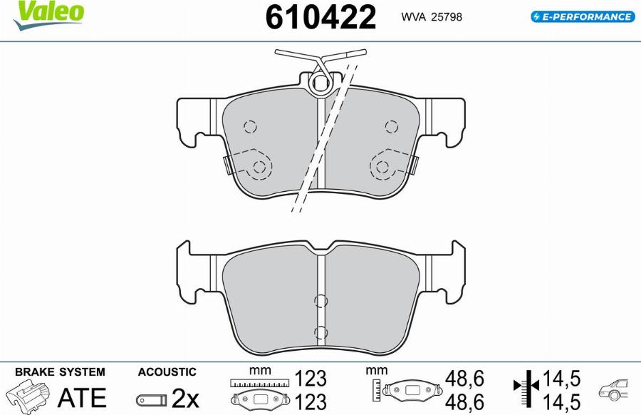 Valeo 610422 - Kit pastiglie freno, Freno a disco autozon.pro