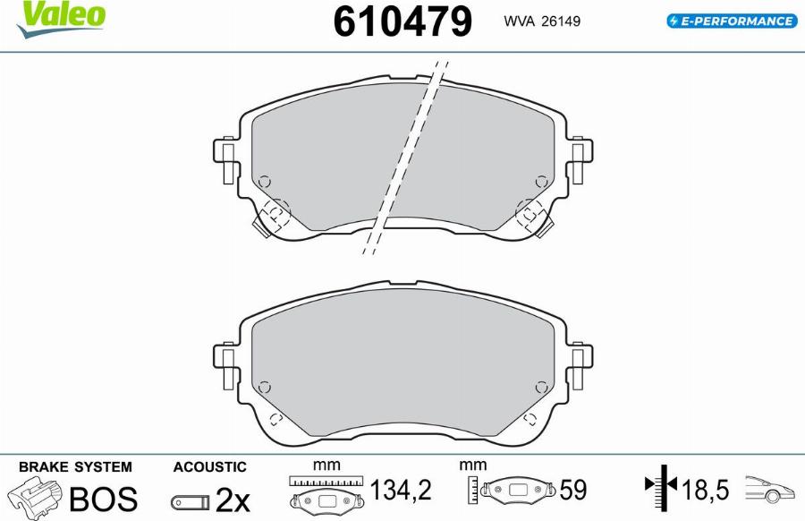 Valeo 610479 - Kit pastiglie freno, Freno a disco autozon.pro