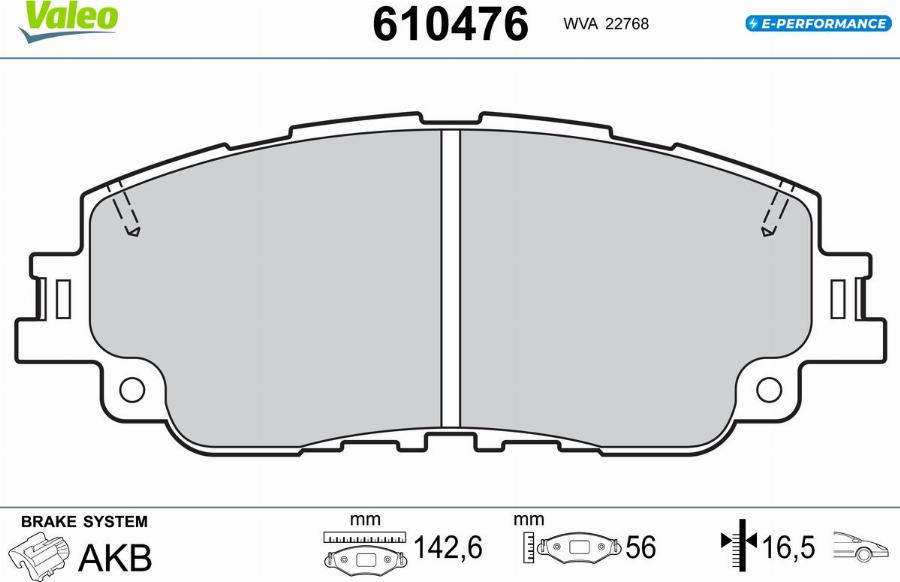 Valeo 610476 - Kit pastiglie freno, Freno a disco autozon.pro