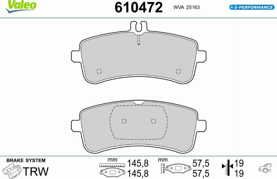 Valeo 610472 - Kit pastiglie freno, Freno a disco autozon.pro