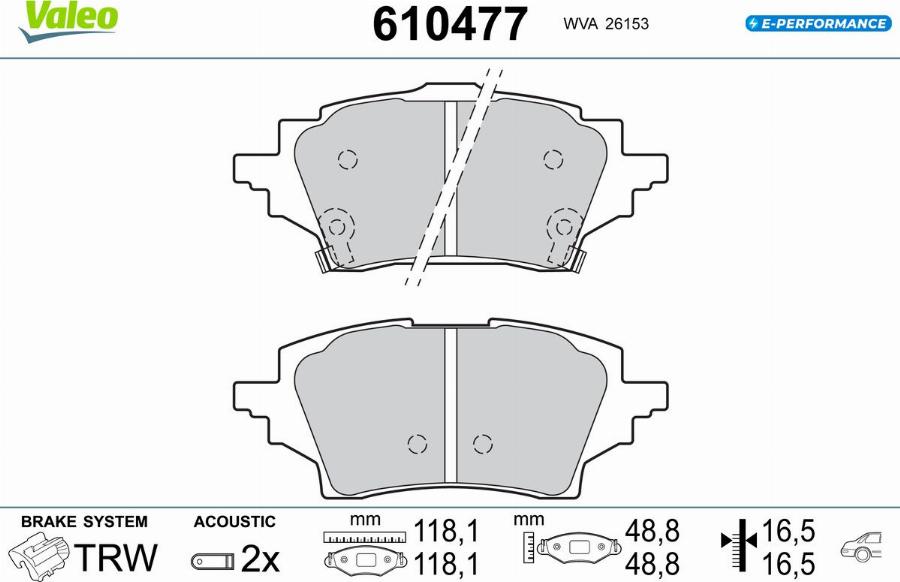 Valeo 610477 - Kit pastiglie freno, Freno a disco autozon.pro