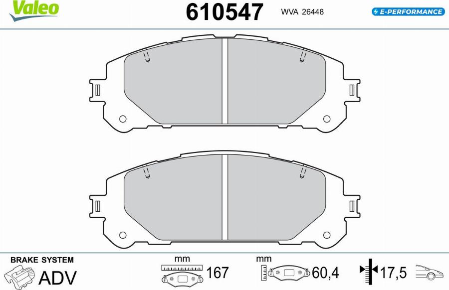 Valeo 610547 - Kit pastiglie freno, Freno a disco autozon.pro