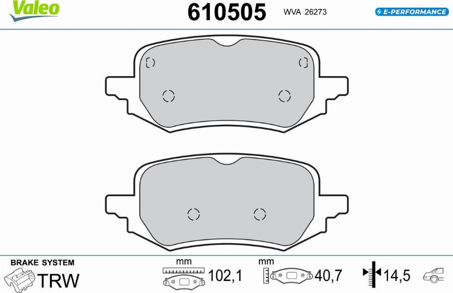 Valeo 610505 - Kit pastiglie freno, Freno a disco autozon.pro