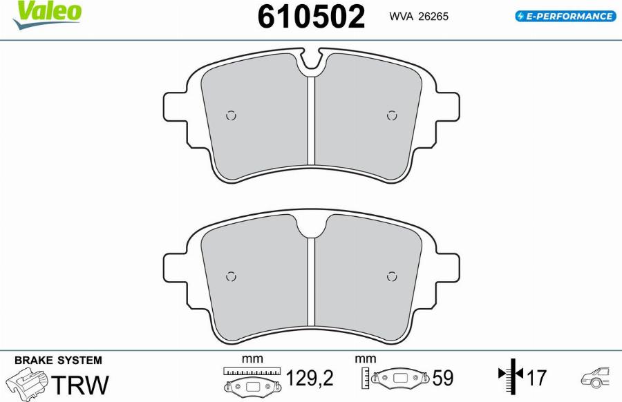 Valeo 610502 - Kit pastiglie freno, Freno a disco autozon.pro