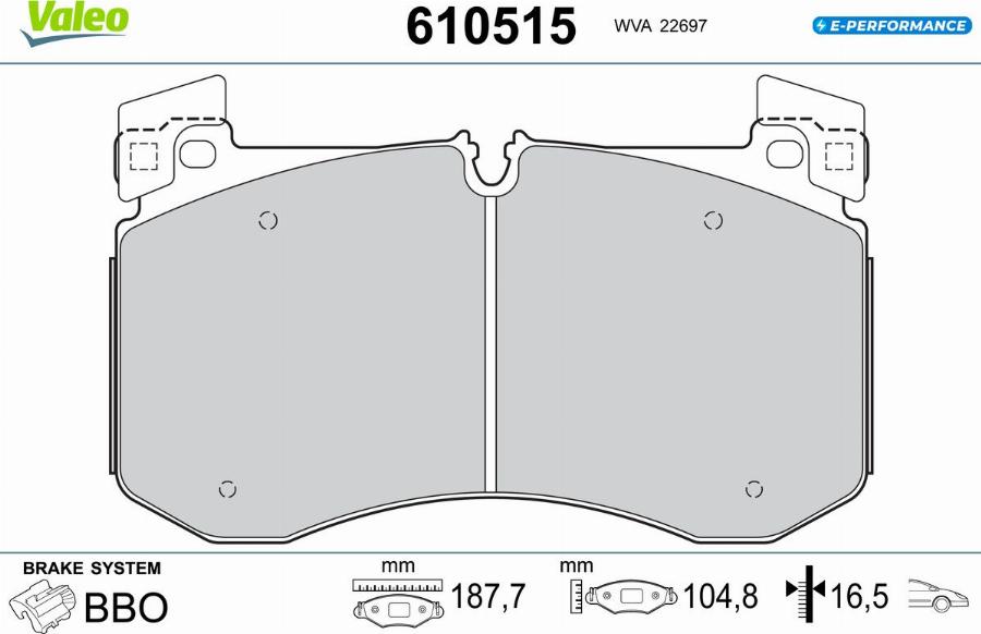 Valeo 610515 - Kit pastiglie freno, Freno a disco autozon.pro